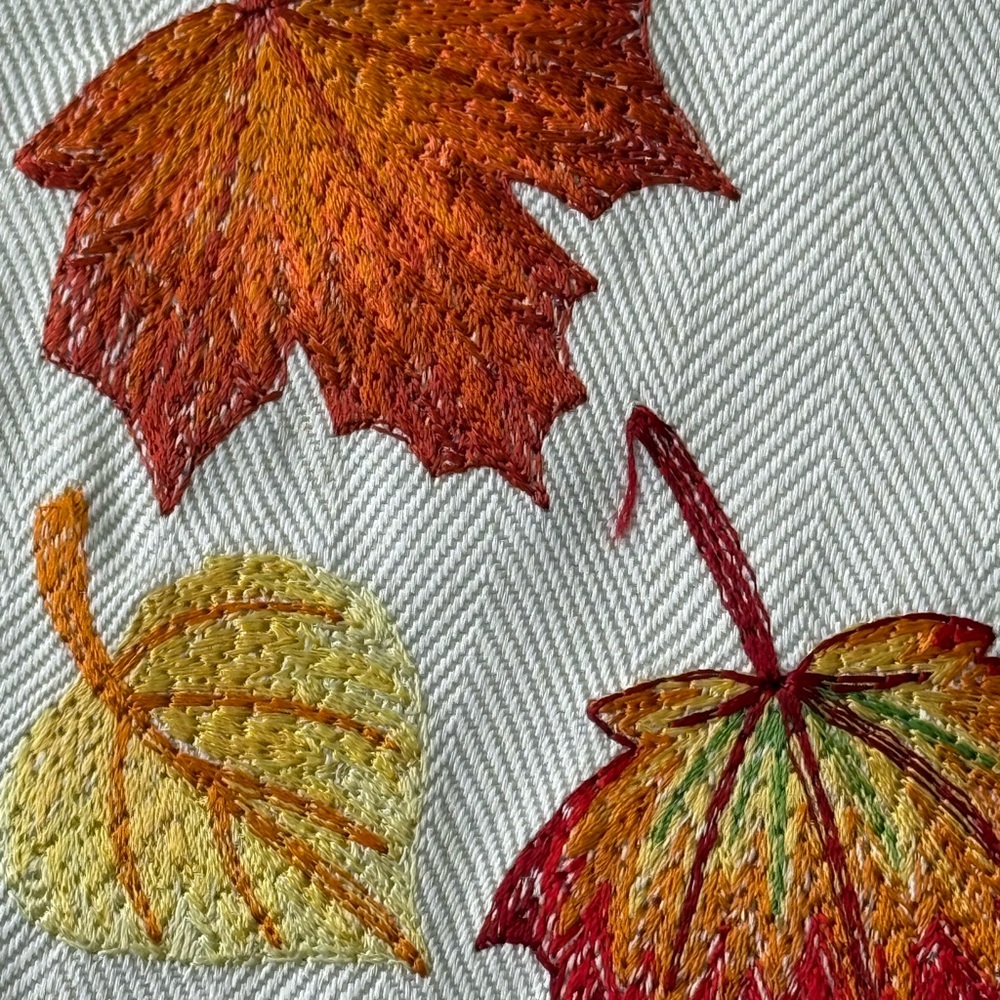 Hand Crafted Autumn Leaf Table Runner - Cream, Red, Orange, Yellow - Picture 8 of 10